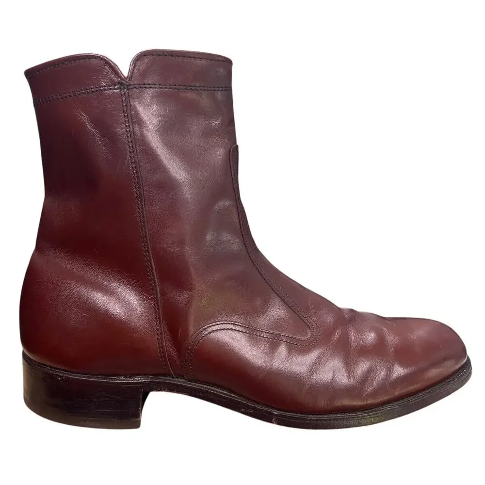 Vintage MASON Velvet-Eez Oxblood Leather Wellington Pull On Boots 7.5 D
